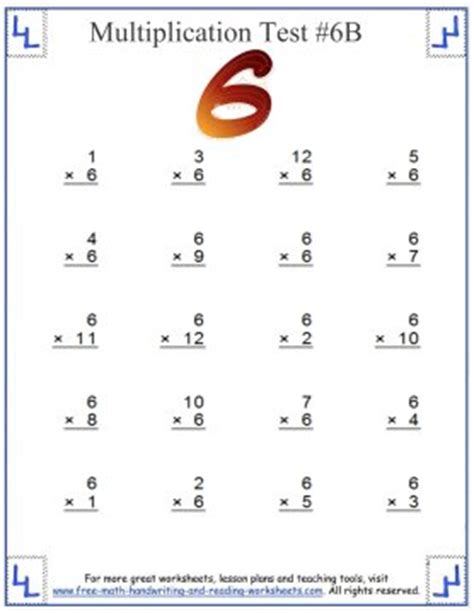 Multiplication Test - Multiples Up To Twelve