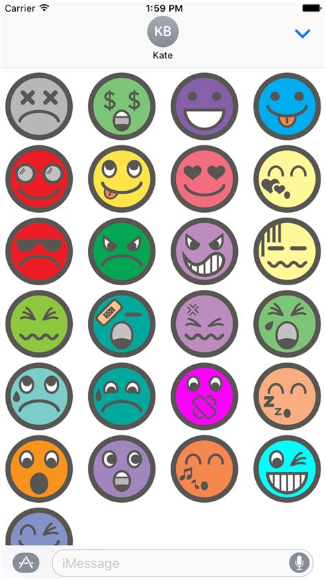 Colorful Emoji Emoticon Stickers For Imessage Llcrubyamppeople