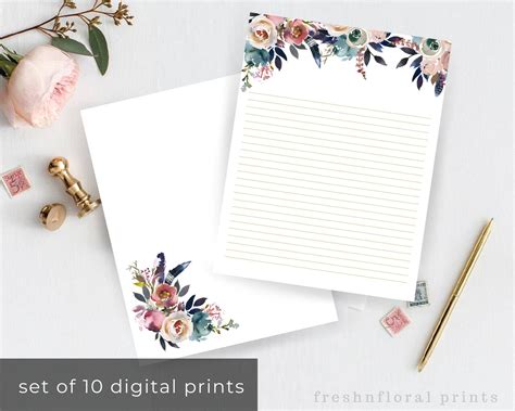 Floral Stationary For Wedding Writing Paper Printables Etsy España