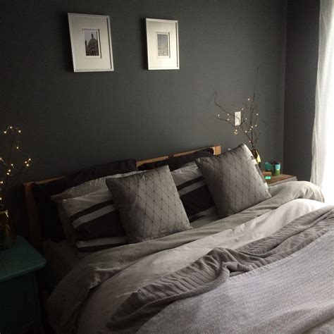 Benjamin Moore Gunmetal Gray Bedroom Painted With Aura In Matte Finish