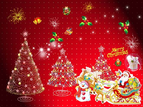 Cheerful Picture In Red Colors On Christmas Wallpapers And