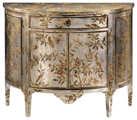 Hand Painted Demilune Cabinet Contemporary Accent Chests And