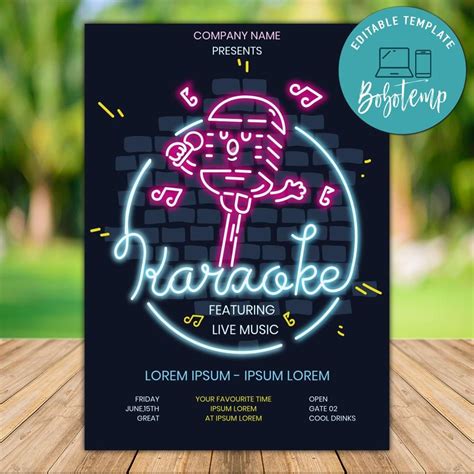 Printable Karaoke Night Party Invitation Instant Download Bobotemp