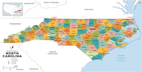 North Carolina County Map County Map With Cities
