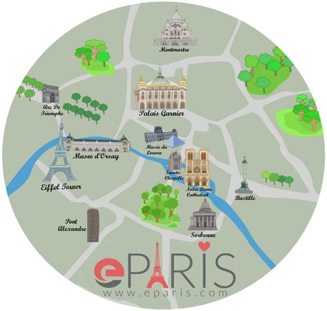 Paris Map Of Attractions Eparis