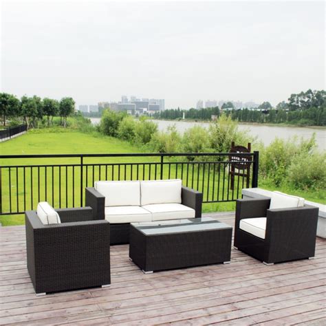Leisure Hotel Outdoor Garden Synthetic Rattan Couch Sofa Set Furniture