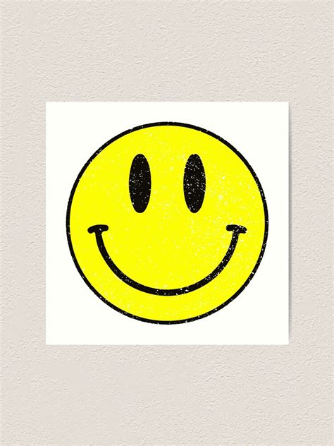 Smiley Face Cute Happy Funny Emoji Yellow Distressed Art