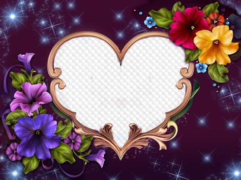 Flower Heart Photo Frame Psd Template Free Download