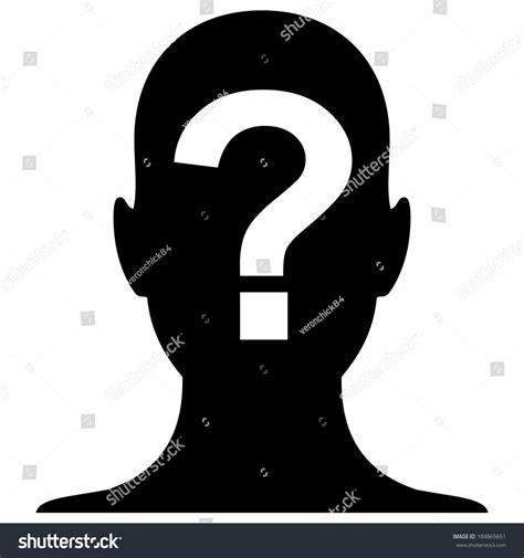 Male Profile Silhouette Question Mark On Stock