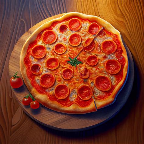 Pepperoni Italian Pizza Generative Ai Stock Illustration