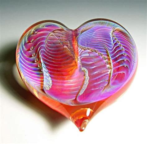 Orange Silver Heart Paperweight By Robert Burch Art Glass Paperweight Available At