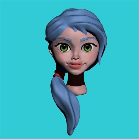 cartoon girl head 3d model cgtrader