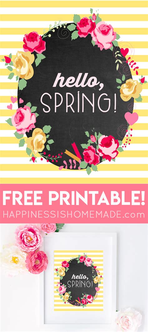 Hello Spring Free Printable Happiness Is Homemade