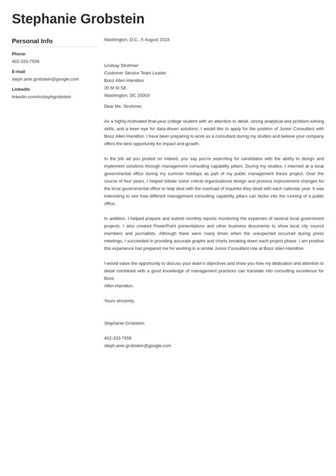 Cover Letter Template Consulting