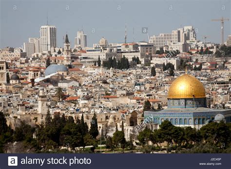 View Of Ancient Walled City Of Jerusalem With Golden Dome Of The Rock