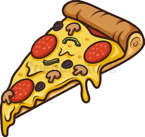 From one of the triangle's bottom corners, extend a curved line. Special Pizza Slice Cartoon Clipart Vector - FriendlyStock