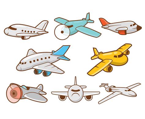 Cartoon Airplane Vector Set Vector Art And Graphics