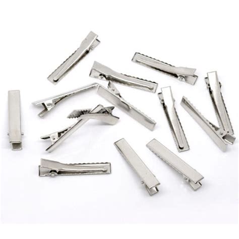 50 Pcs Alligator Hair Clips 45mm Silver Metal Crocodile For Bows