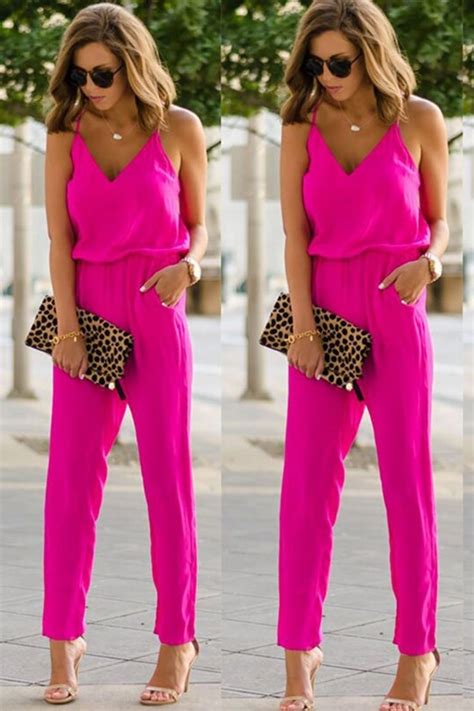women s hot pink jumpsuit ~ just pink about it pink fashion in 2021 hot pink jumpsuits pink