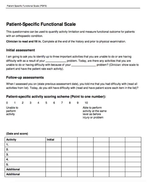 Patient Specific Functional Scale Pdf