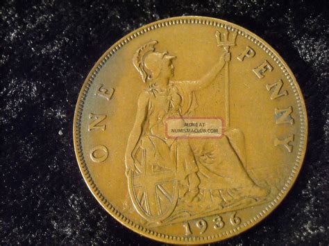 Foreign Great Britain 1936 George V Large Penny Antique Copper Coin Flip
