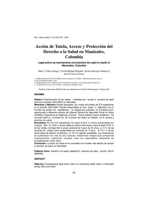 PDF Acción de Tutela Acceso y Protección del Derecho a la Salud en