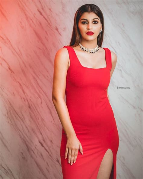 Yashika Aannand Photos In Red Midi South Indian Actress