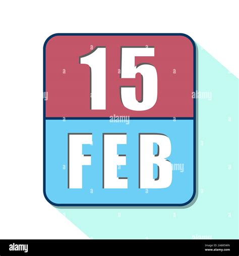 February 15th Day 15 Of Month Simple Calendar Icon On White