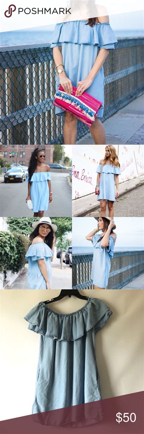Check spelling or type a new query. Zara Denim Chambray Lyocell Off The Shoulder Dress ...