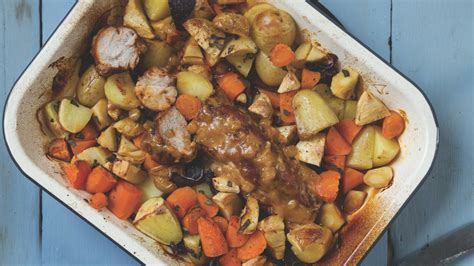 Clean and cut 1 pound of red potatoes into about 1 inch pieces. One-Pan Roast Pork With Root Vegetables - everymum
