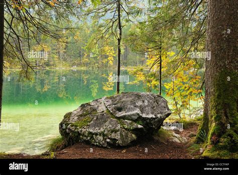 Lake Hintersee Berchtesgaden National Park Bavaria Germany Stock