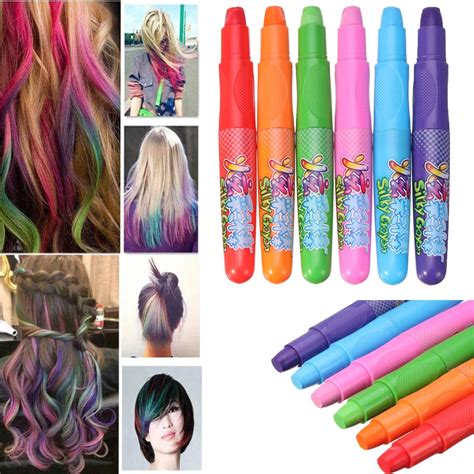 6 Colors Beauty Hair Coloring Crayons Disposable Non Toxic Temporary