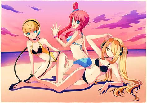 1920x1080px 1080p Free Download Pokemon Girls Fuuro Blonde Hair Pokemon Red Hair Bikini