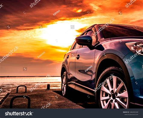 Blue Luxury Suv Car Parked On Stock Photo 1686492340 Shutterstock