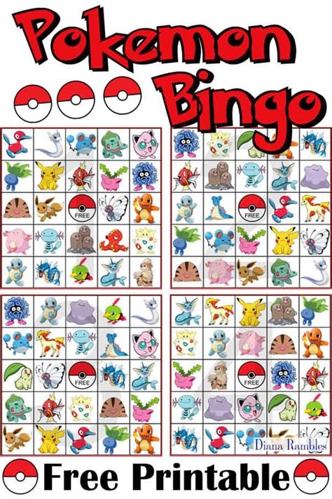 Pokemon Bingo Game Free Game Printable Download Do Your Kids Love