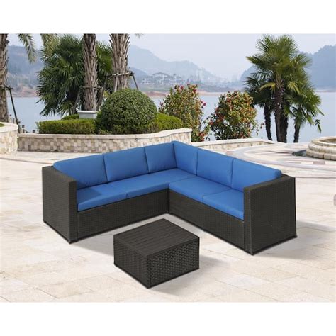 Hampton Bay Riley 3 Piece Black Steel Outdoor Patio Sectional Sofa With