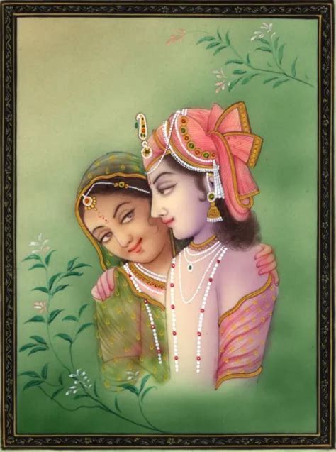 Krishna Radha Indian Decor Art Handmade Hindu Deity Miniature Ethnic Painting 149 99 Picclick