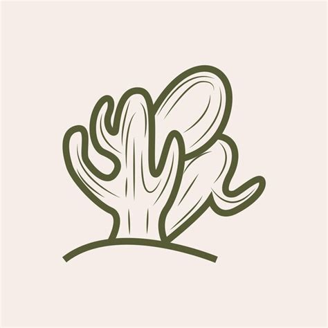 Premium Vector Cactus Logo Simple Line Cactus Design Green Plant
