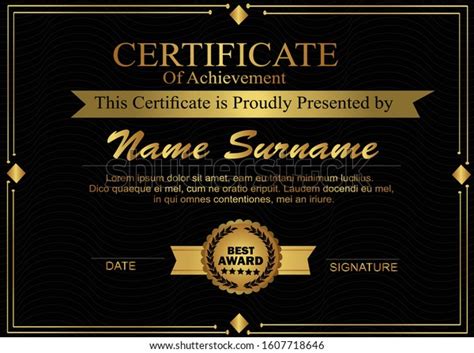 Premium Golden Black Certificate Template Design Vector De Stock