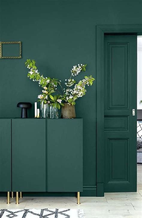 Stunning Dark Green Accent Wall W Furniture Door Painted