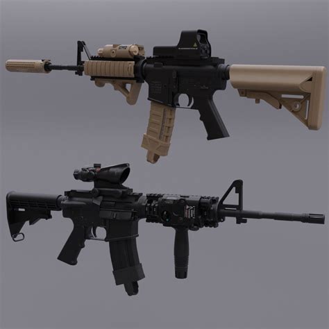 Artstation M4 Carbine Rifle With Multiple Attachments