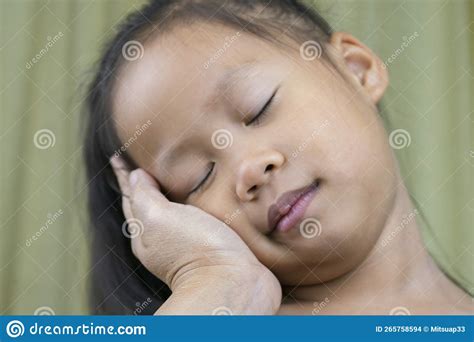 Asian Mother And Child Girl Playing Pinch Cheeks Touch Nose Funny Face