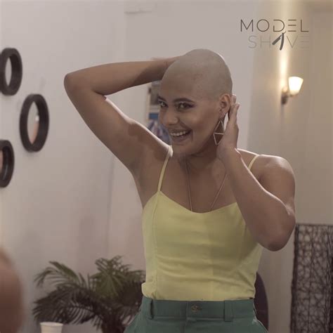 curly girl shaves her head perfectly smooth model shave