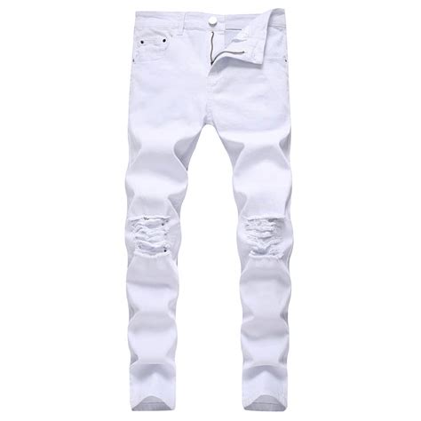 Buy Mens Ripped Slim Fit Jeans Destroyed Stretchy Distressed Knee