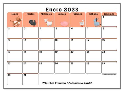 Calendario Enero De 2023 Para Imprimir “45ld” Michel Zbinden Pe