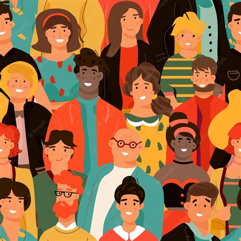 Premium Vector Crowd Of People Seamless Pattern Group Of Diverse
