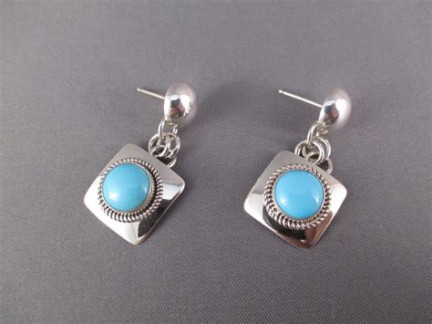 Sleeping Beauty Turquoise Sterling Silver Navajo Earrings