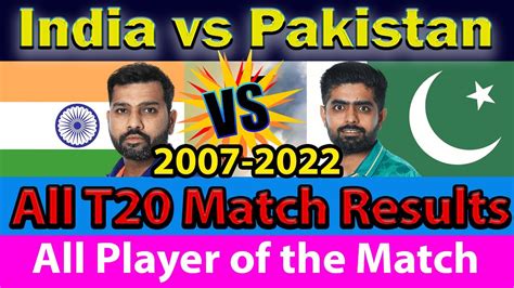 🏆india Vs Pakistan All T20 Results All Player Of The Match🏆head To Head