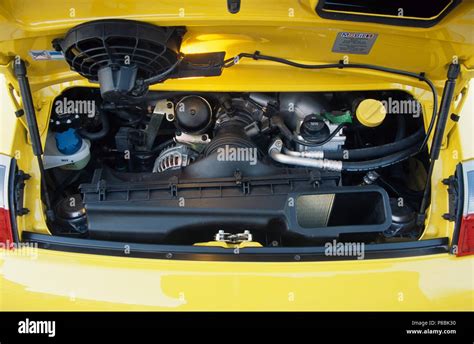 Porsche 911 Gt3 Rs 996 Model In Yellow 2005 Showing Rear Engine Bay