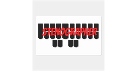 Red And Black Stenographer Steno Machine Keys Rectangular Sticker Zazzle